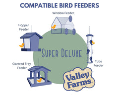 Peanut kernels in Valley Farms mix emphasizing high-energy protein for birds