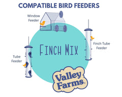 Valley Farms seed pouring into finch feeder demonstrating clean dispensing