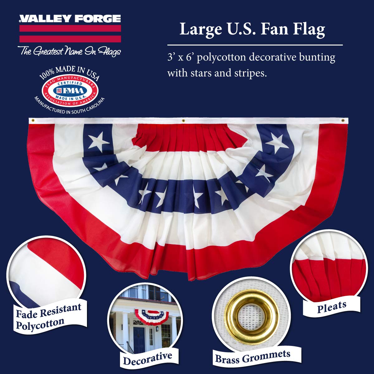 Valley Forge flag beside doorway for scale, ideal porch and entryway accent