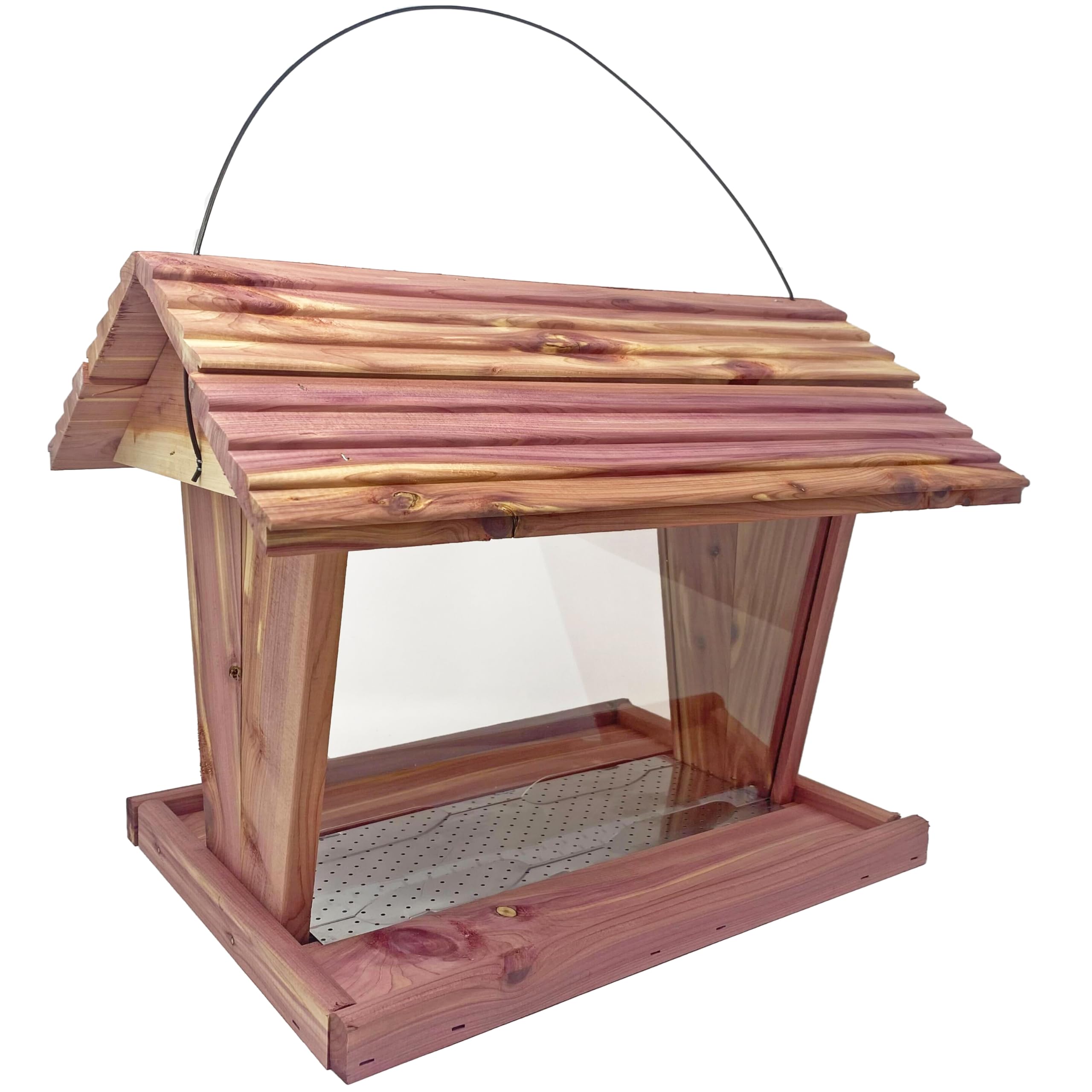 Valley Splendor large ranch feeder front view shows sturdy cedar and roomy tray