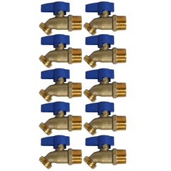 VALVE XFITTNG front view of 10-pack hose bibbs showing packaging and quantity benefits