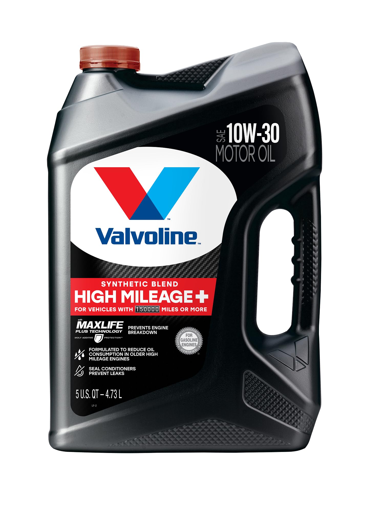 Valvoline label close-up highlighting MaxLife Plus Technology for engine care