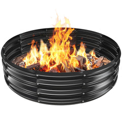 VAMFUTRE front view of 48-inch fire ring showing stable black finish