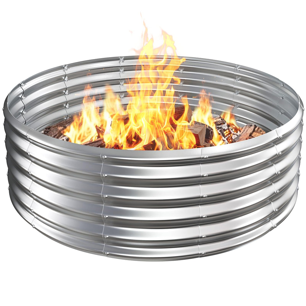 VAMFUTRE front view of 48-inch fire ring showing large burn area and durability