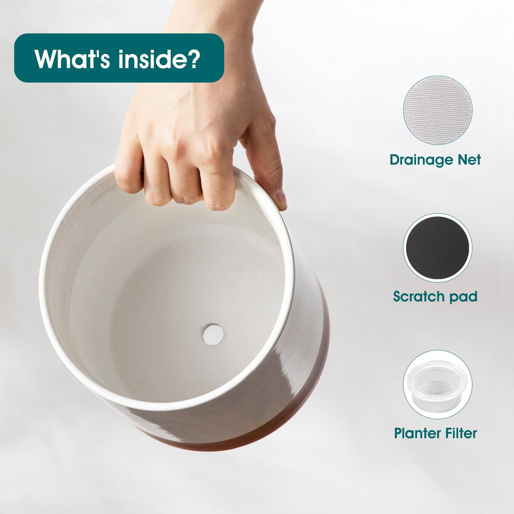 vancasso bottom drainage hole detail showing plug option benefit: controlled watering