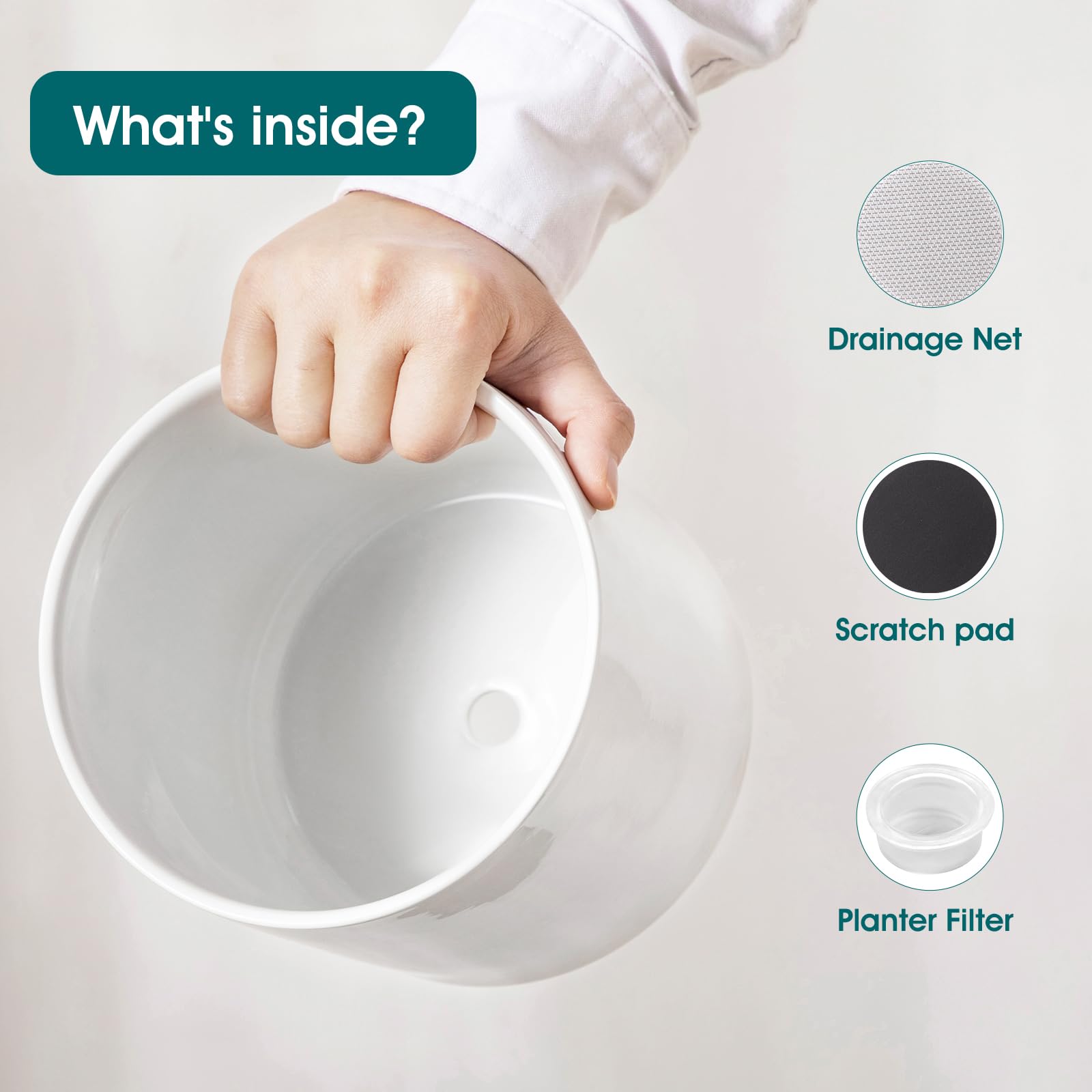 vancasso drainage hole with silicone plug showing adjustable watering control