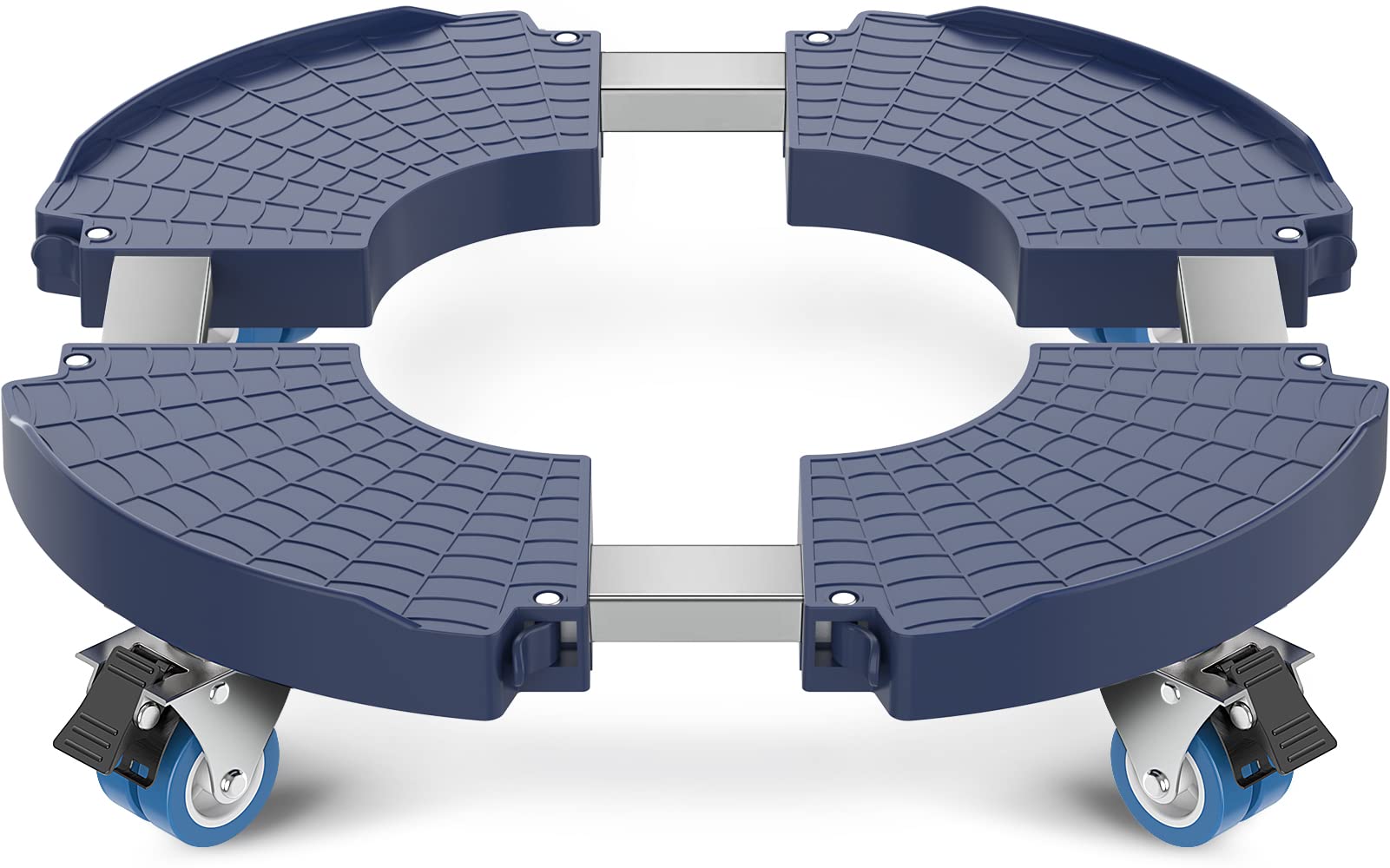 VANCASTLE front view of adjustable plant caddy showing stable base and wheels
