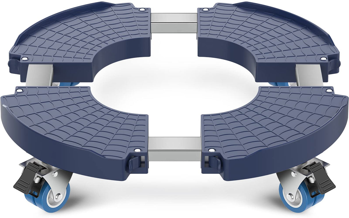 VANCASTLE front view of adjustable plant caddy showing stable base and wheels