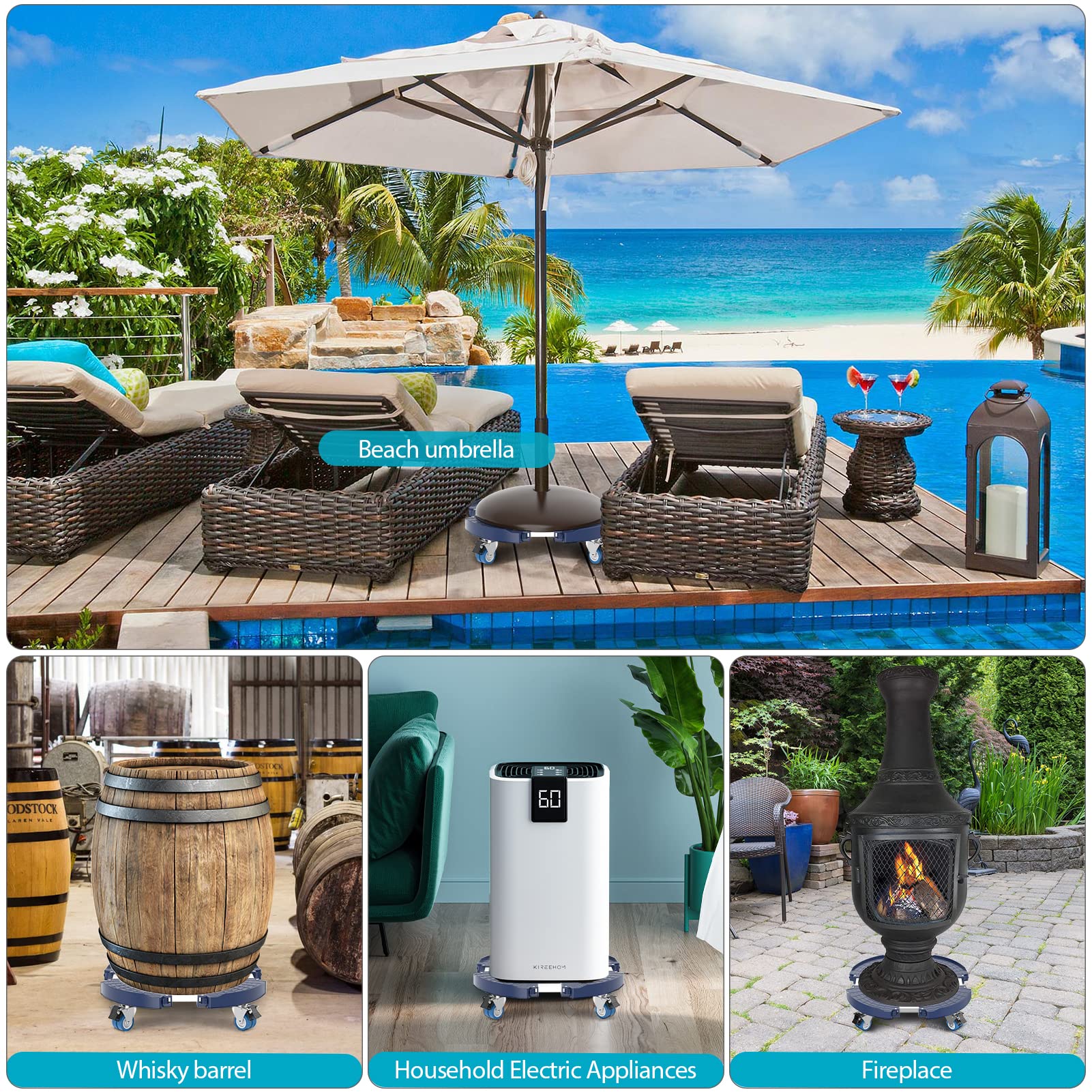 VANCASTLE plant caddy on a patio showing weather-resistant outdoor durability