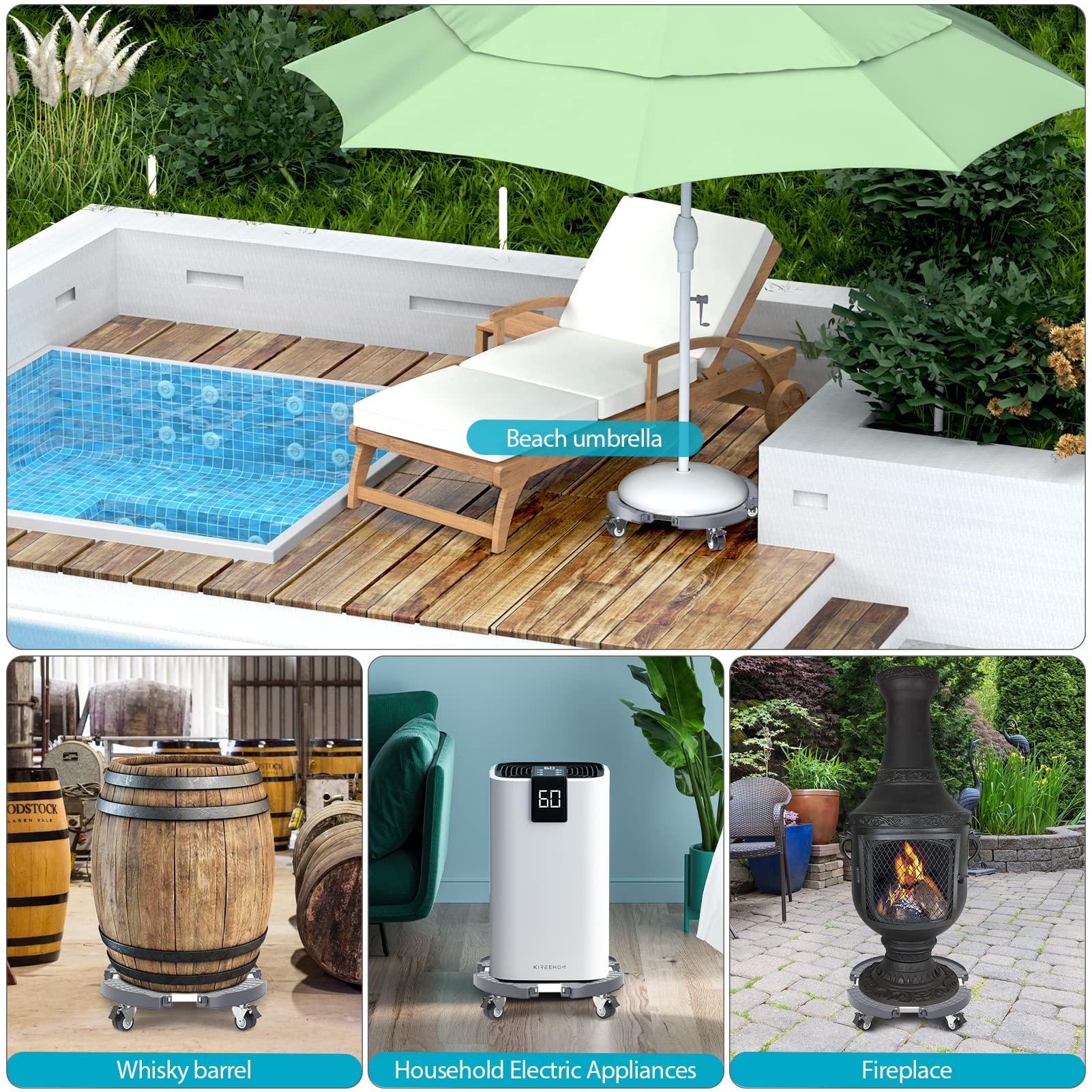 VANCASTLE base en terraza con maceta grande, resistente a intemperie