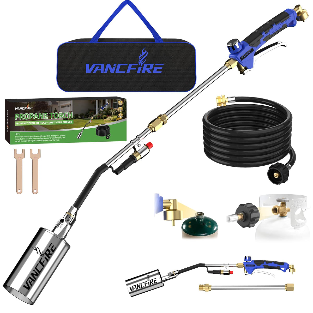 VANCFIRE torch front view showing assembled tool and controls for clear use