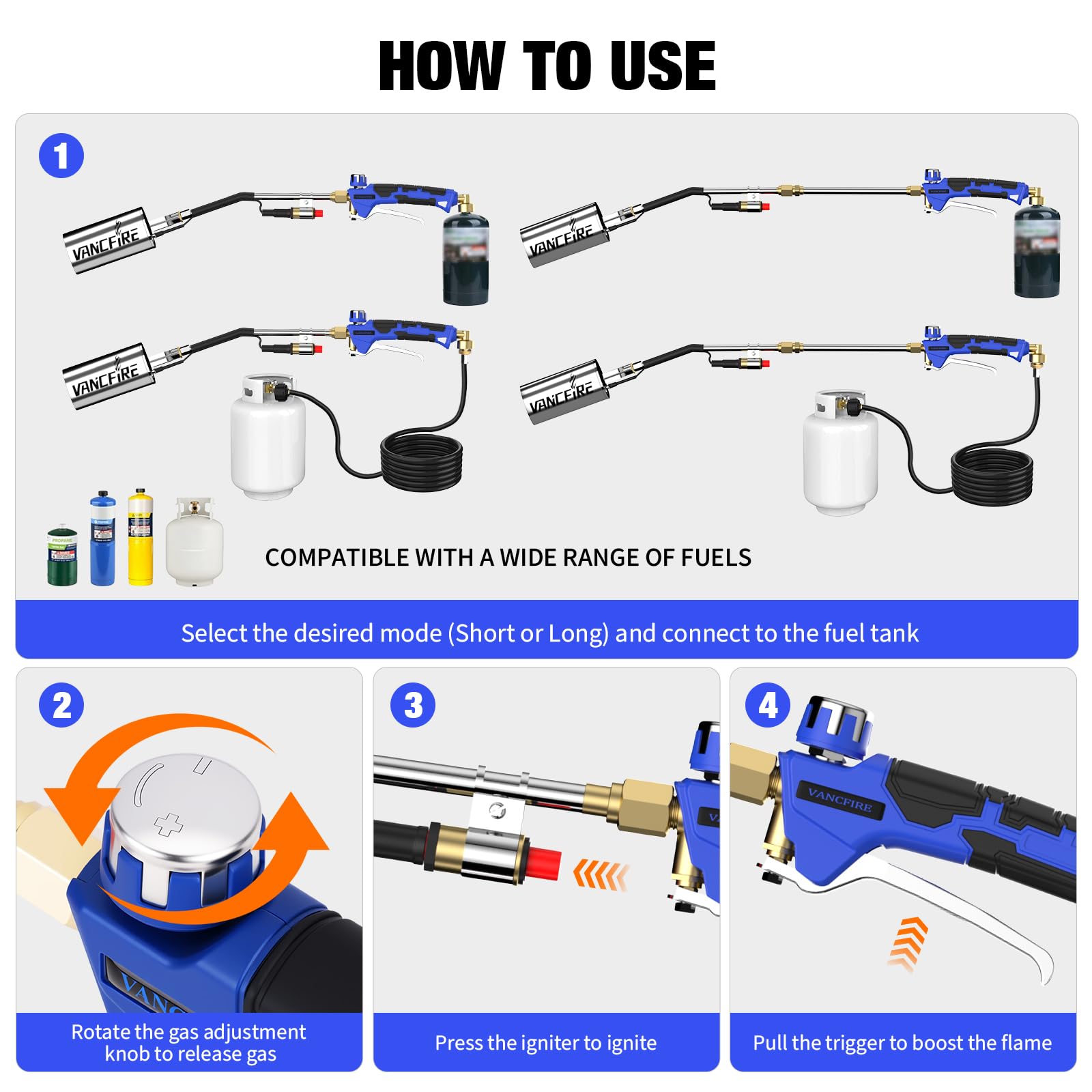 VANCFIRE storage bag with torch and accessories organized for easy transport