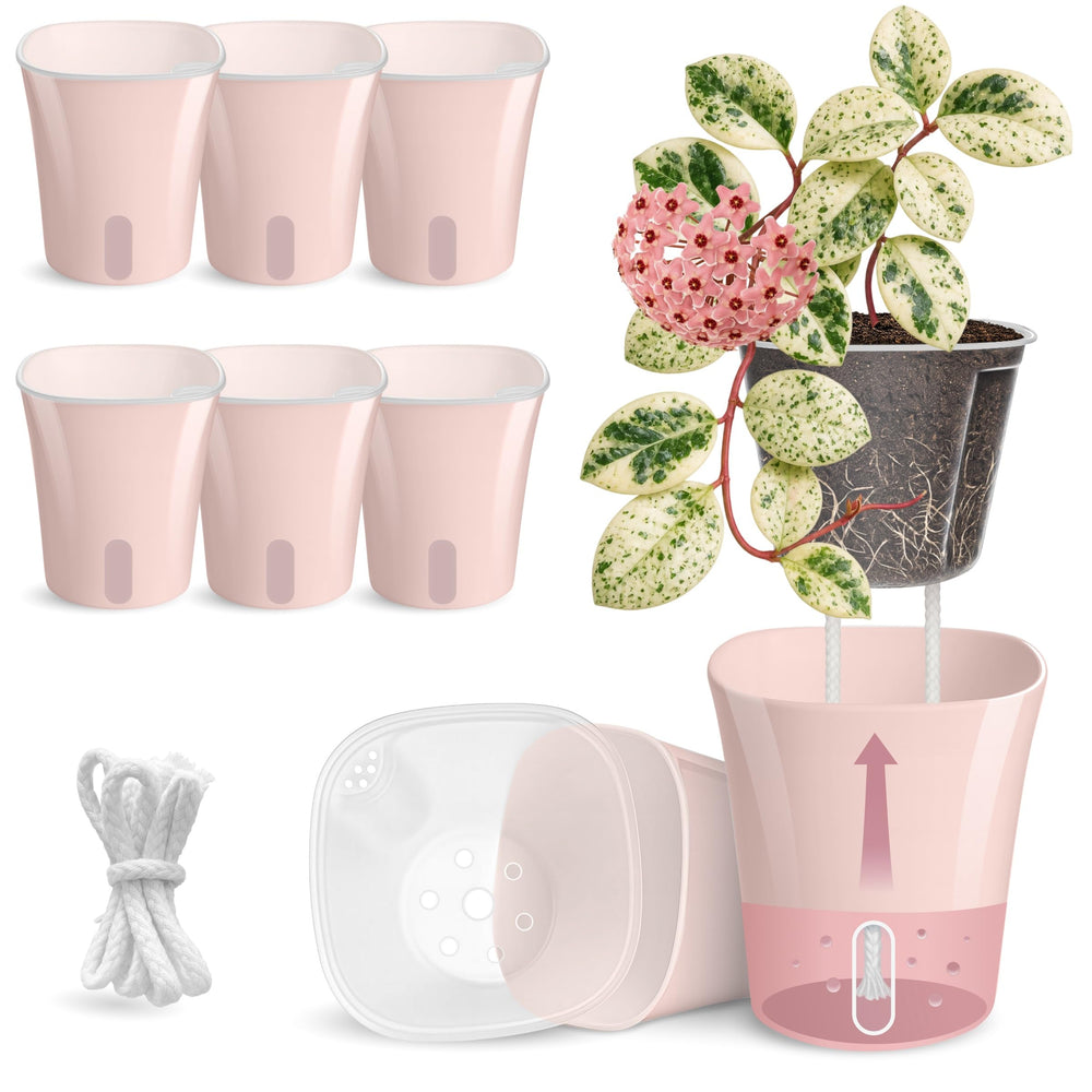 Vandorelle front view pink planter showing neat design and easy care benefit