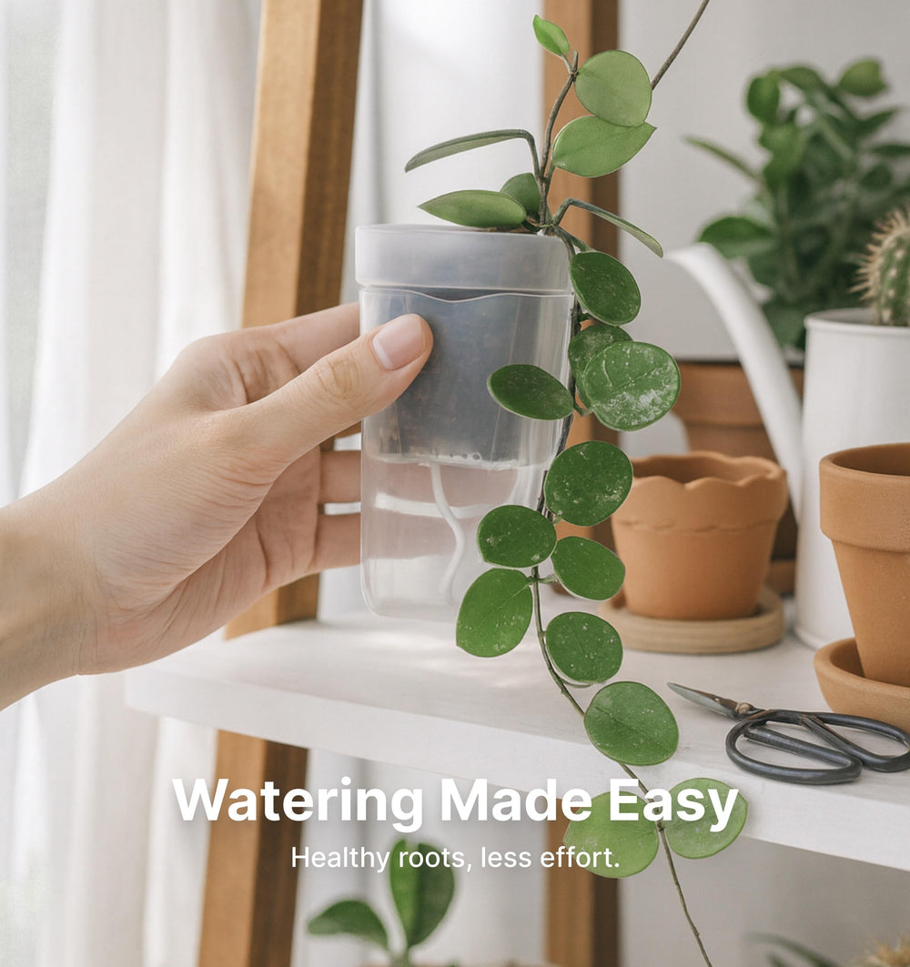 Vandorelle pot beside hand and ruler showing compact 2.5-inch scale advantage