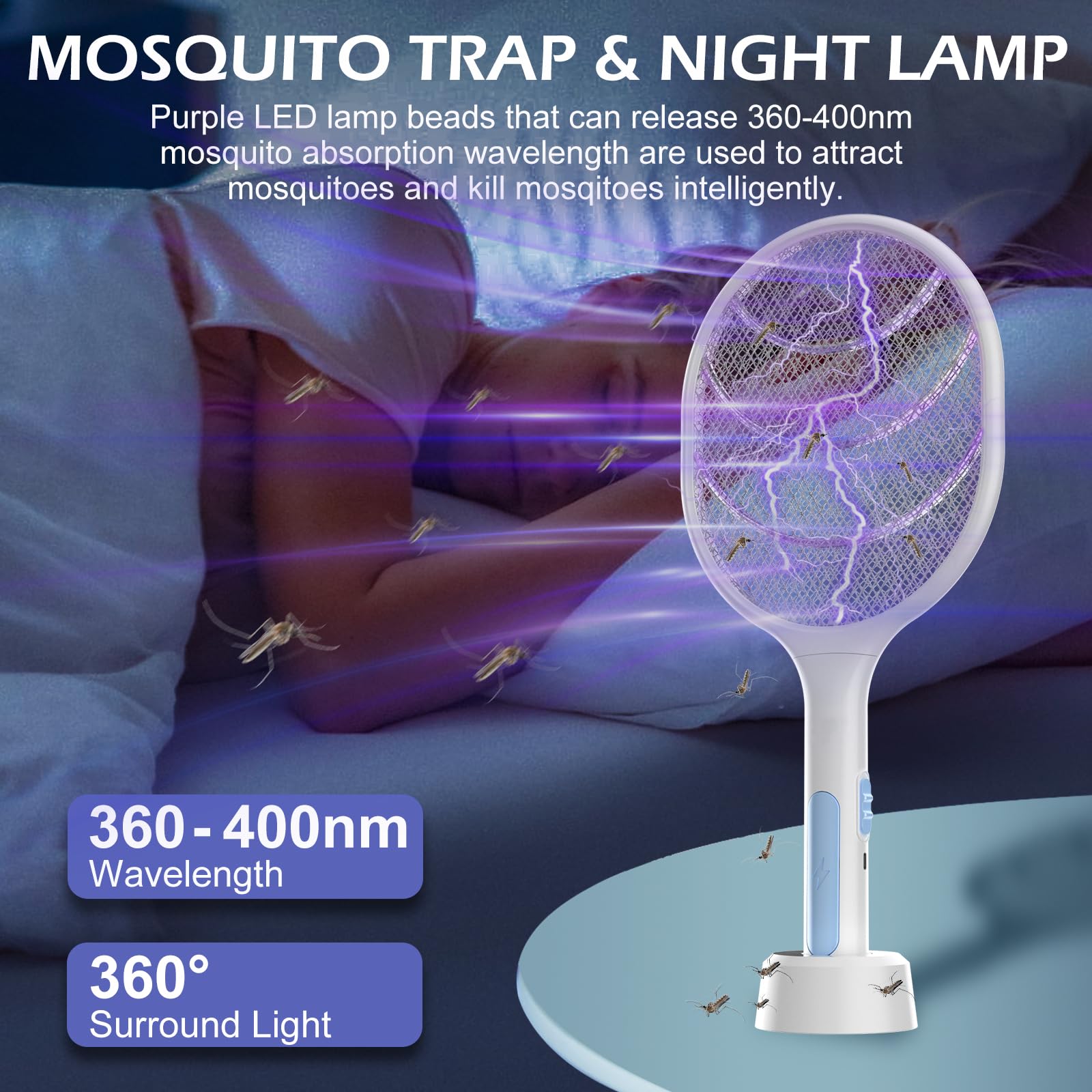VANELC LED attractant base lit to draw mosquitoes for hands-free trapping