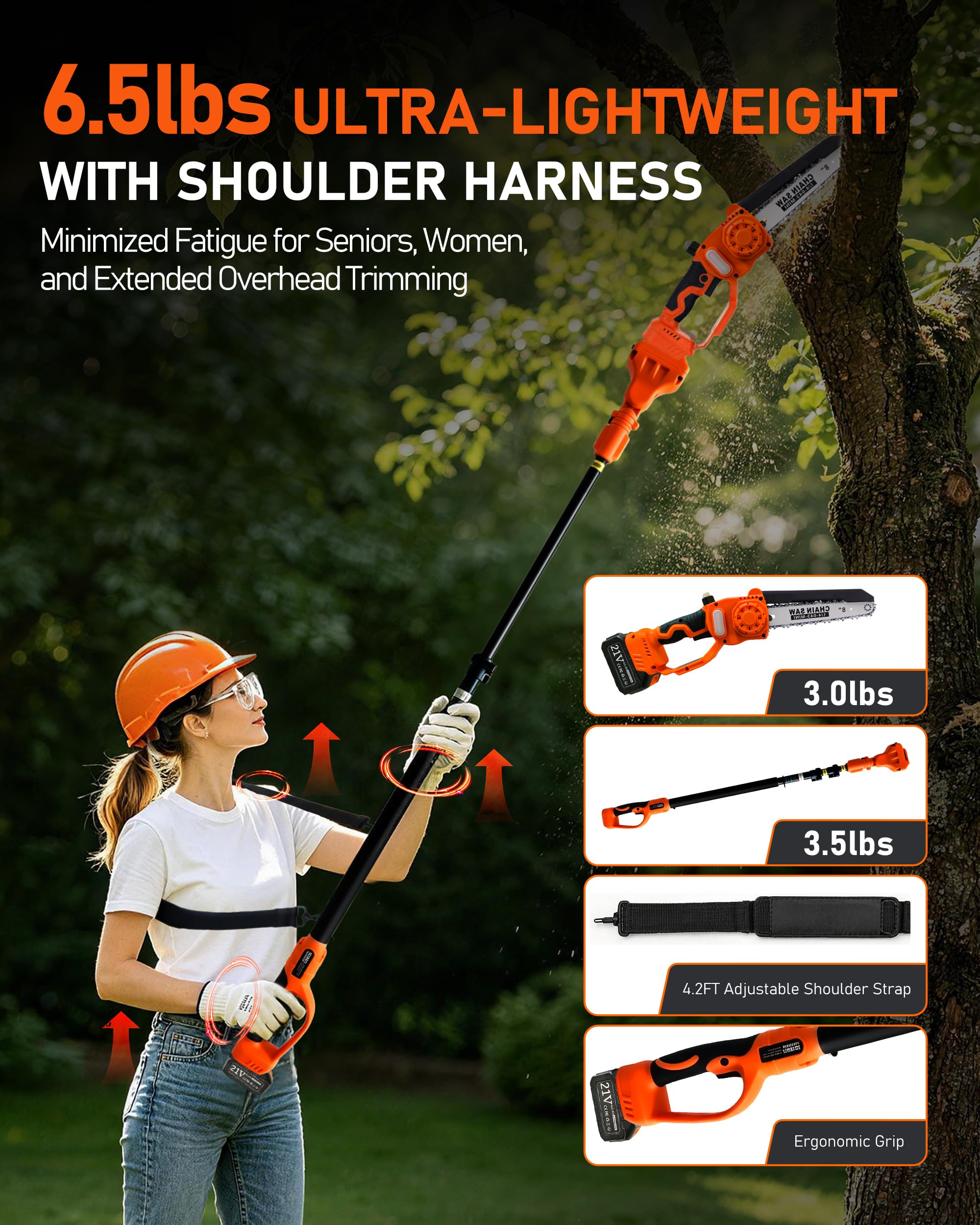 VANKERY extension pole fully extended demonstrating 15ft maximum reach benefit