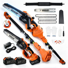 VANKERY front package showing pole saw kit and included accessories for easy startup