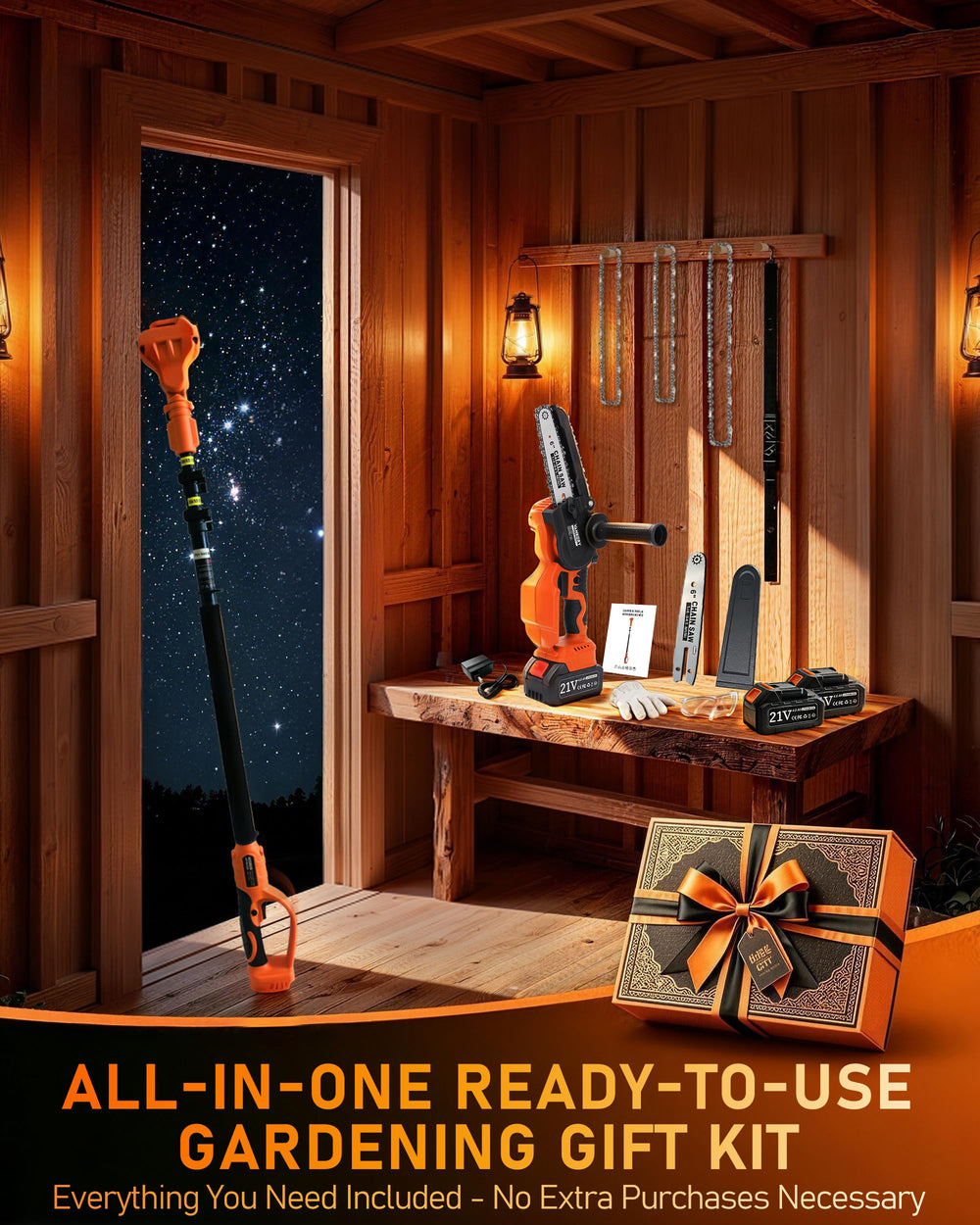 VANKERY complete kit with gloves and goggles ready for safe yard work