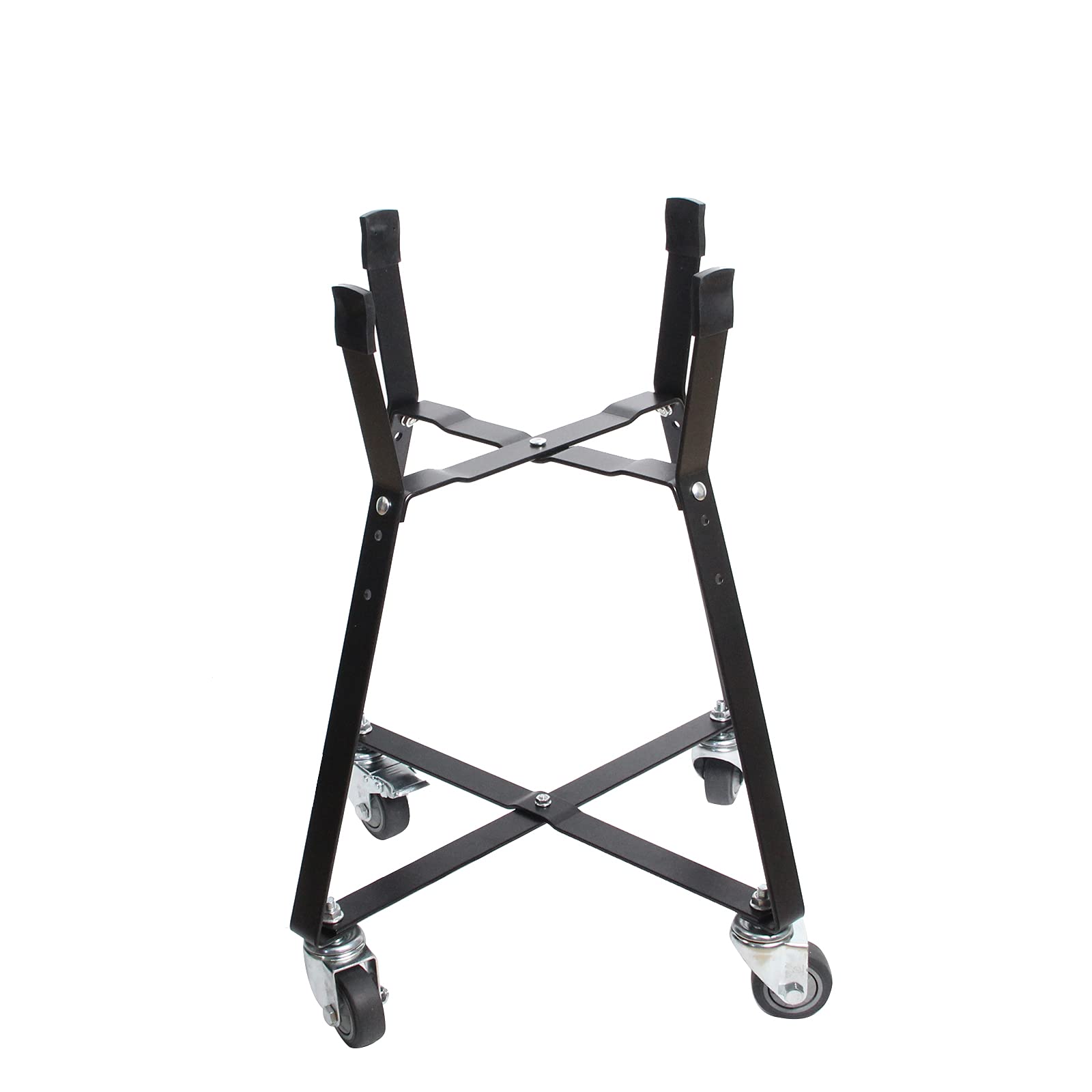 Vankey front view of cart holding Kamado Joe Junior showing mobility benefit