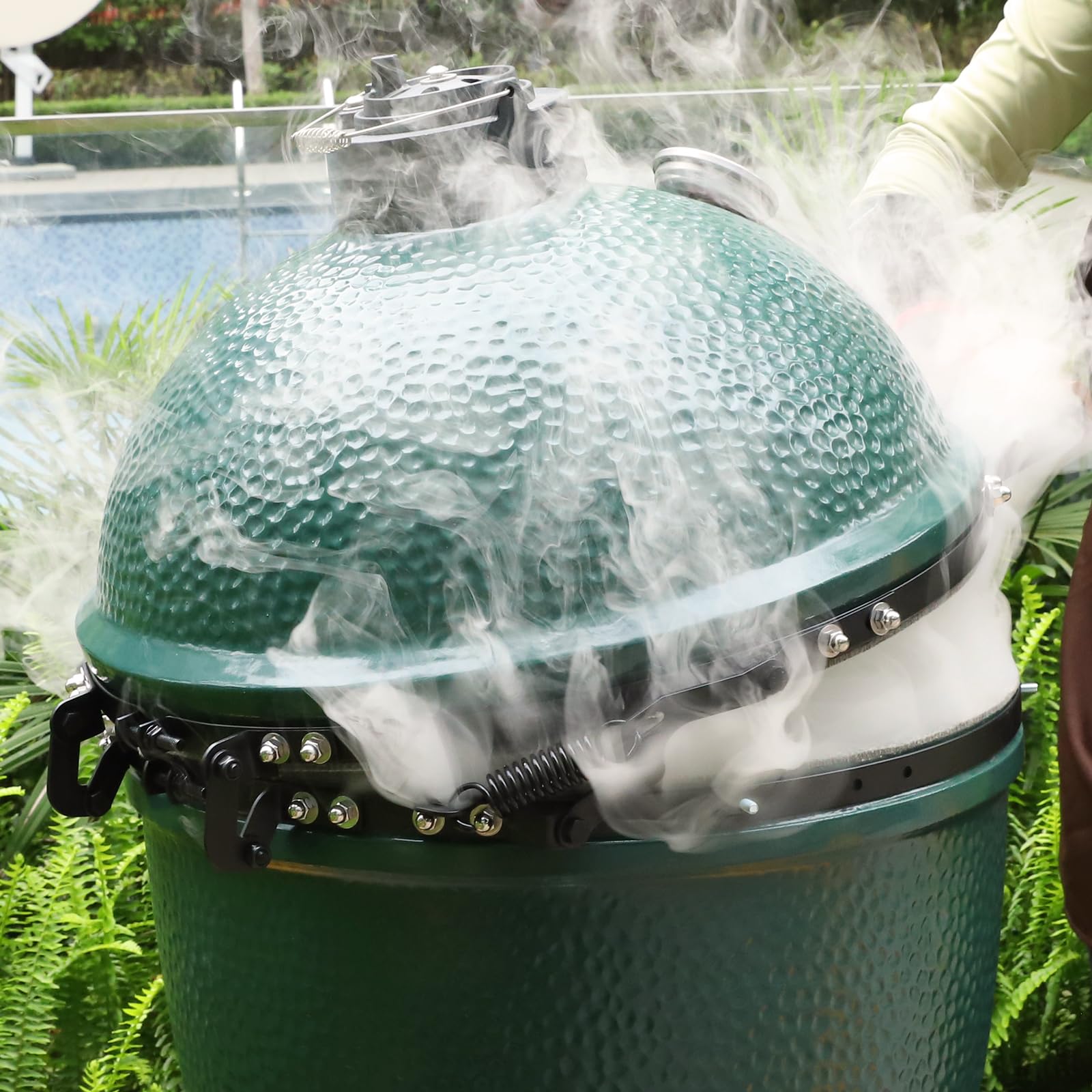 Vankey installed on grill in a backyard scene showing reliable performance