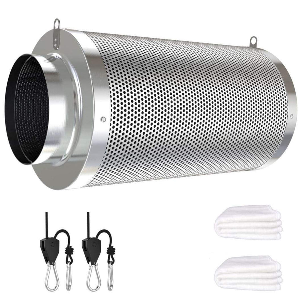 vanleno 4 inch carbon filter front view showing compact design and flange benefit