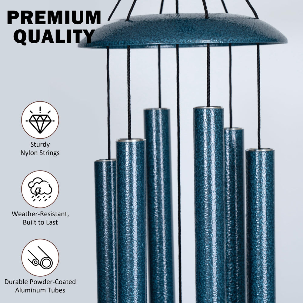Vanquer wind chimes hanging on patio creating relaxing ambient sound and decor