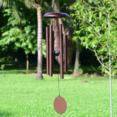 Vanquer front packaging showing bronze wind chimes, durable outdoor gift