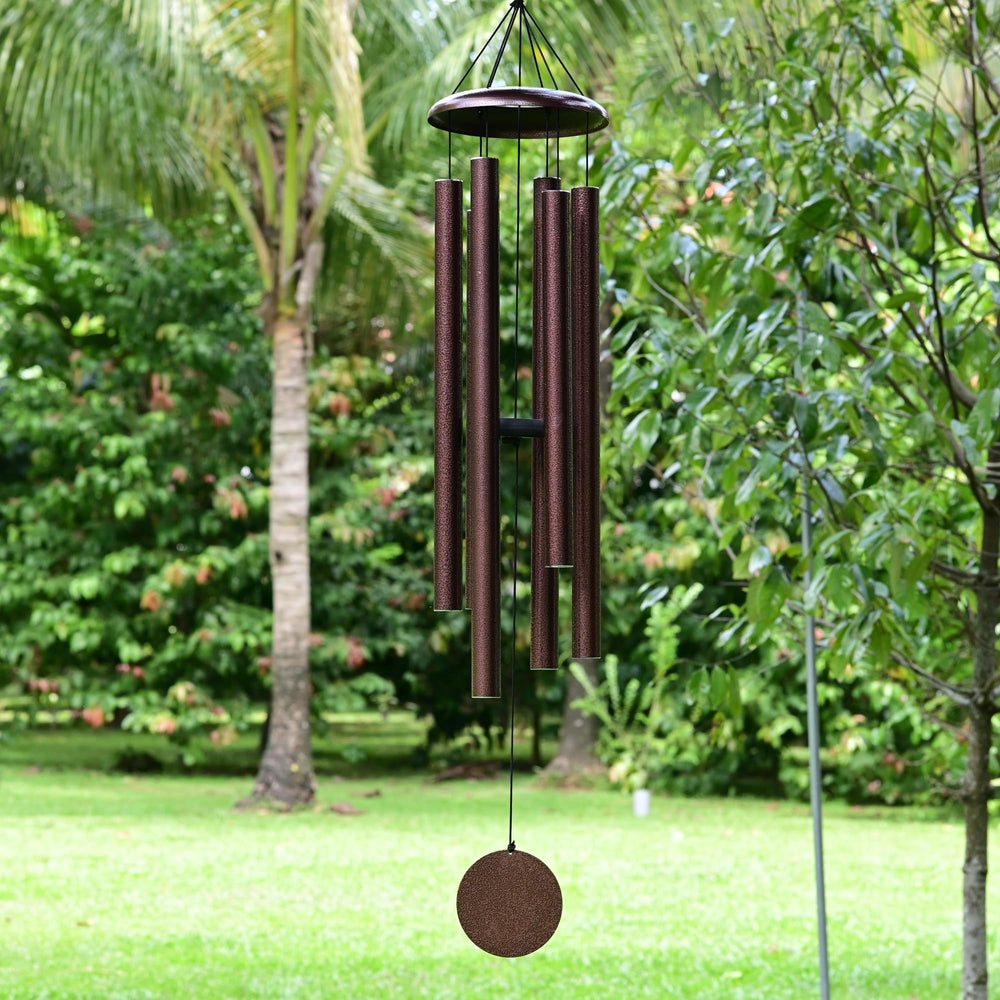 Vanquer front view bronze wind chime showing elegant design and deep tone benefit