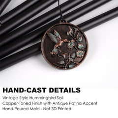 Vanquer wind chimes hanging on a patio hook demonstrating easy installation and peaceful sound