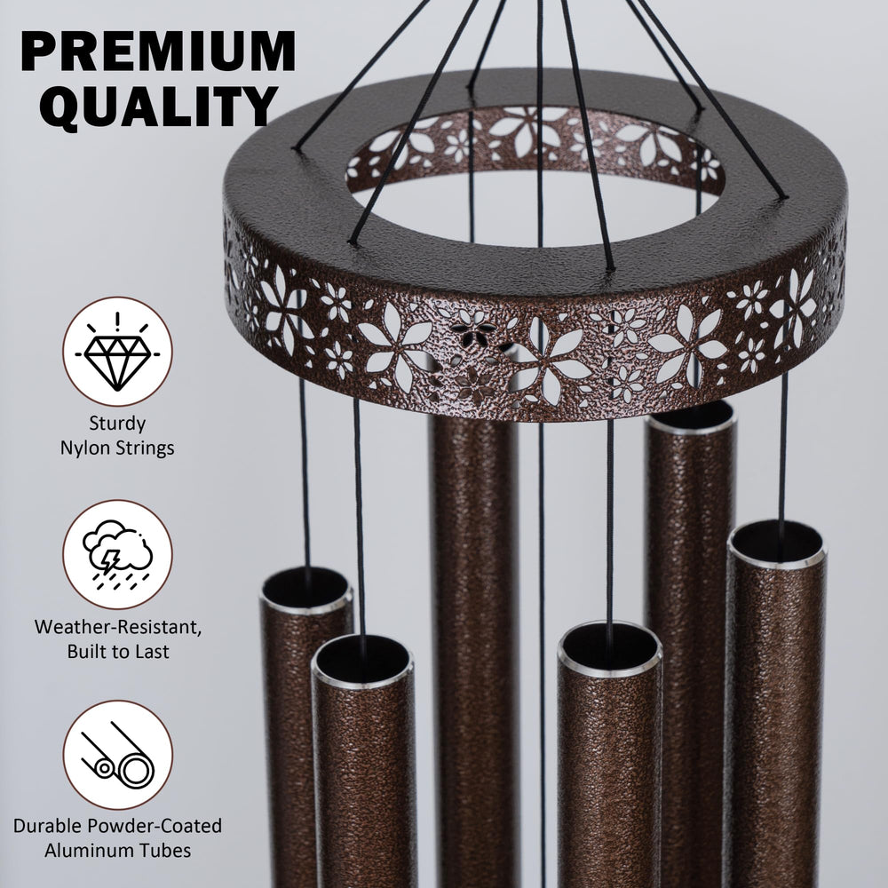 Vanquer hanging on patio rail, creates calming outdoor ambiance and décor