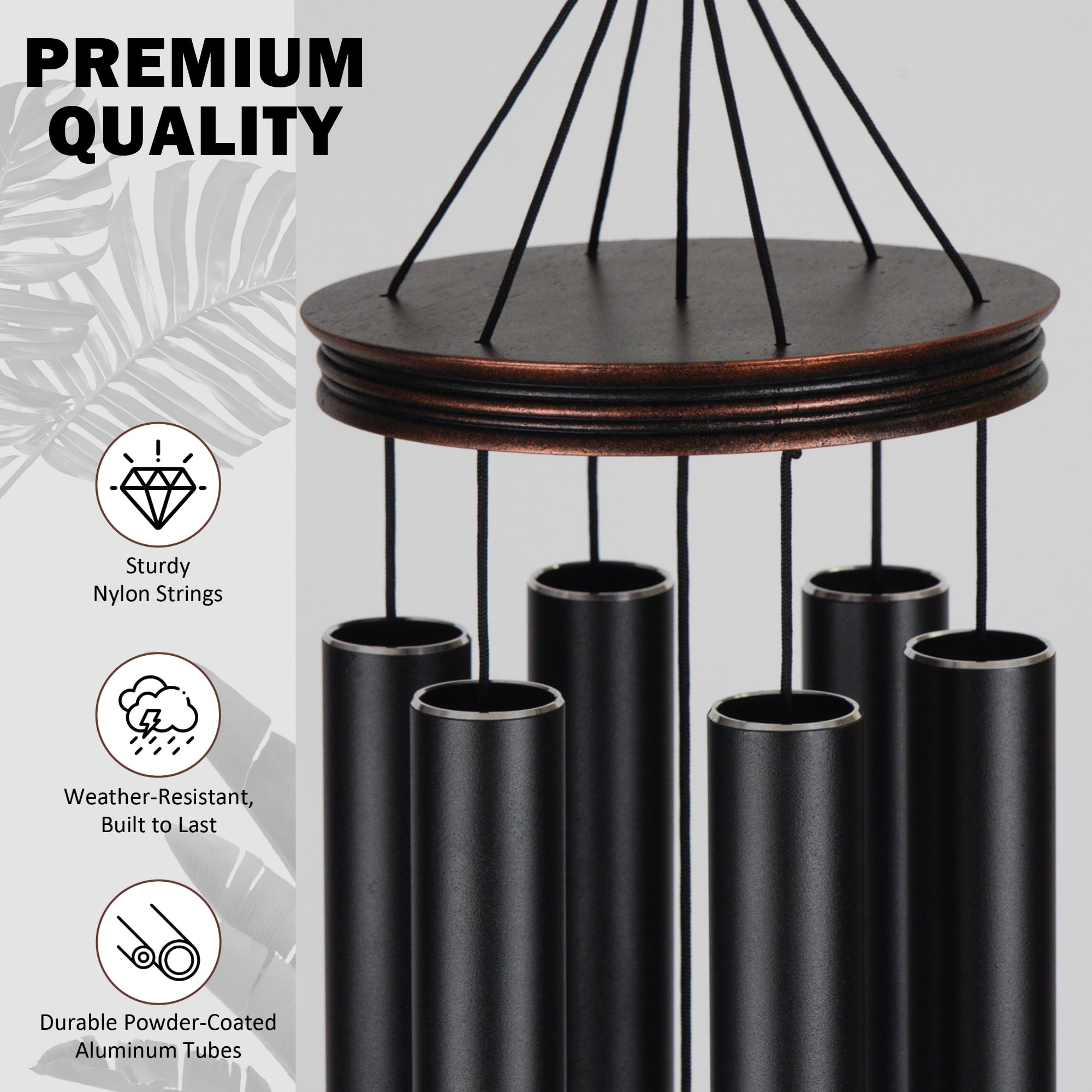 Vanquer wind chime hanging on a porch demonstrating calming outdoor ambiance