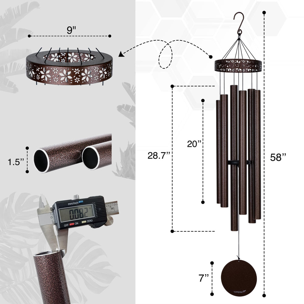 Vanquer longest tube beside ruler for scale, demonstrates deep tone size advantage