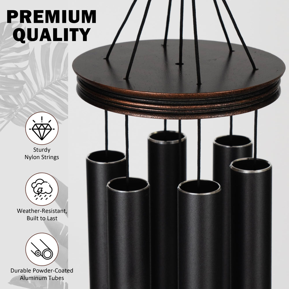 Vanquer wind chimes hanging on a porch, creates a calming patio atmosphere