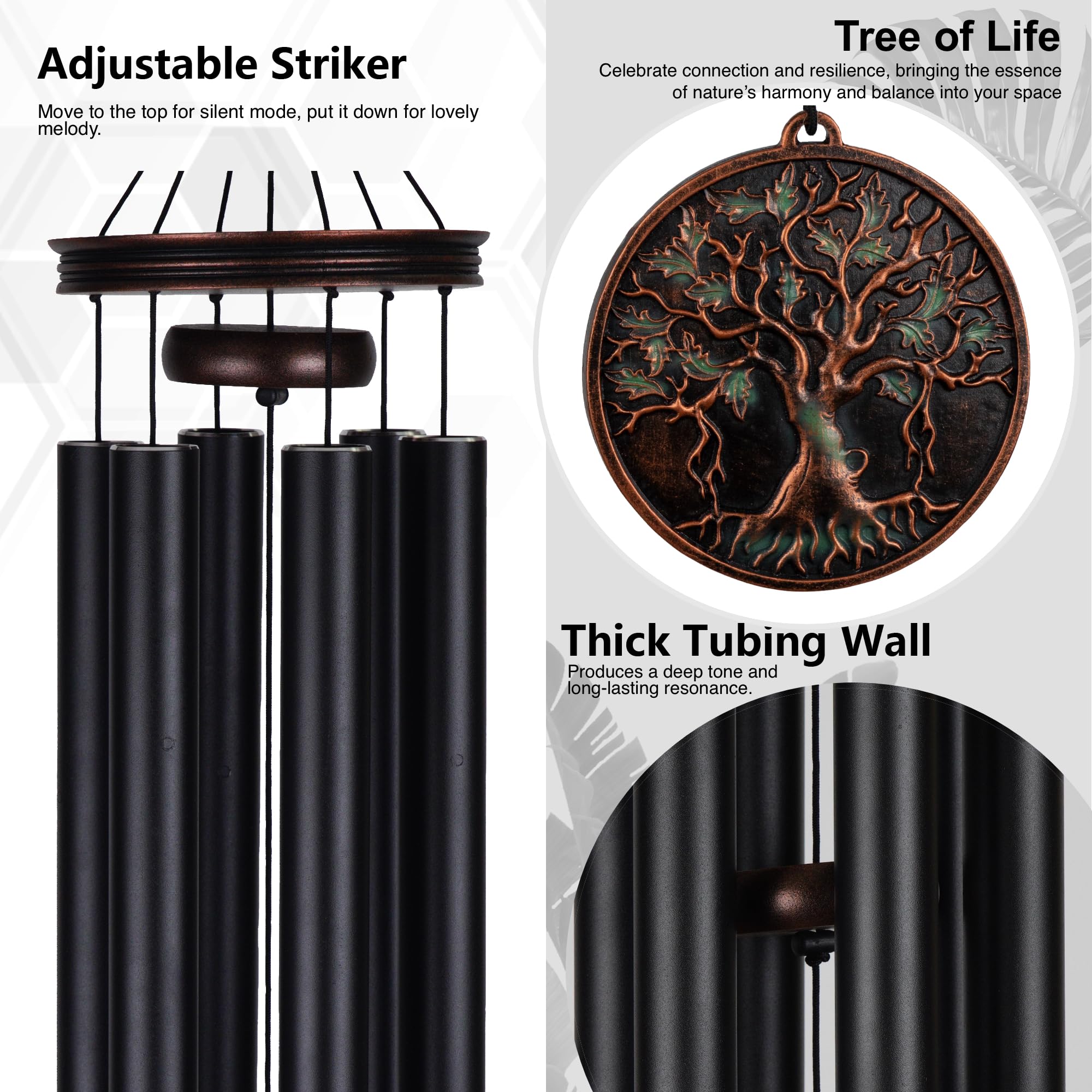 Vanquer wooden striker and suspension detail, highlights secure hang and lasting tone