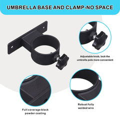 VANROUG clamp mounted on deck railing showing space-saving benefit