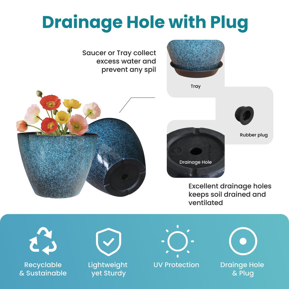 Vanslogreen drainage hole and saucer detail preventing overwatering and spills
