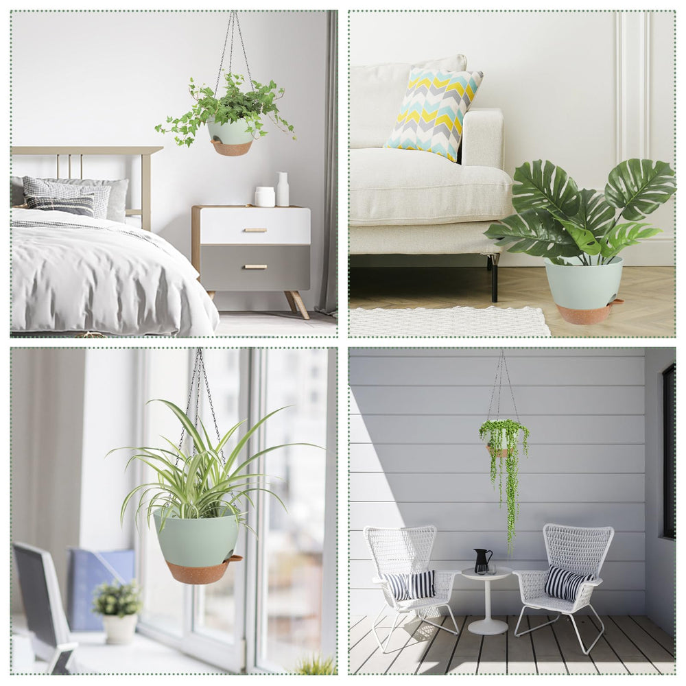 Vanslogreen hanging planter displayed on balcony with plants showing stylish use
