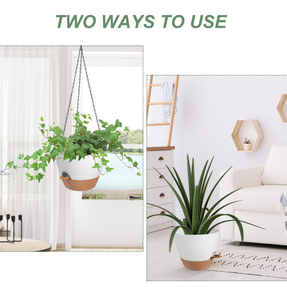 Vanslogreen hanging pot in kitchen with herbs demonstrating convenient access