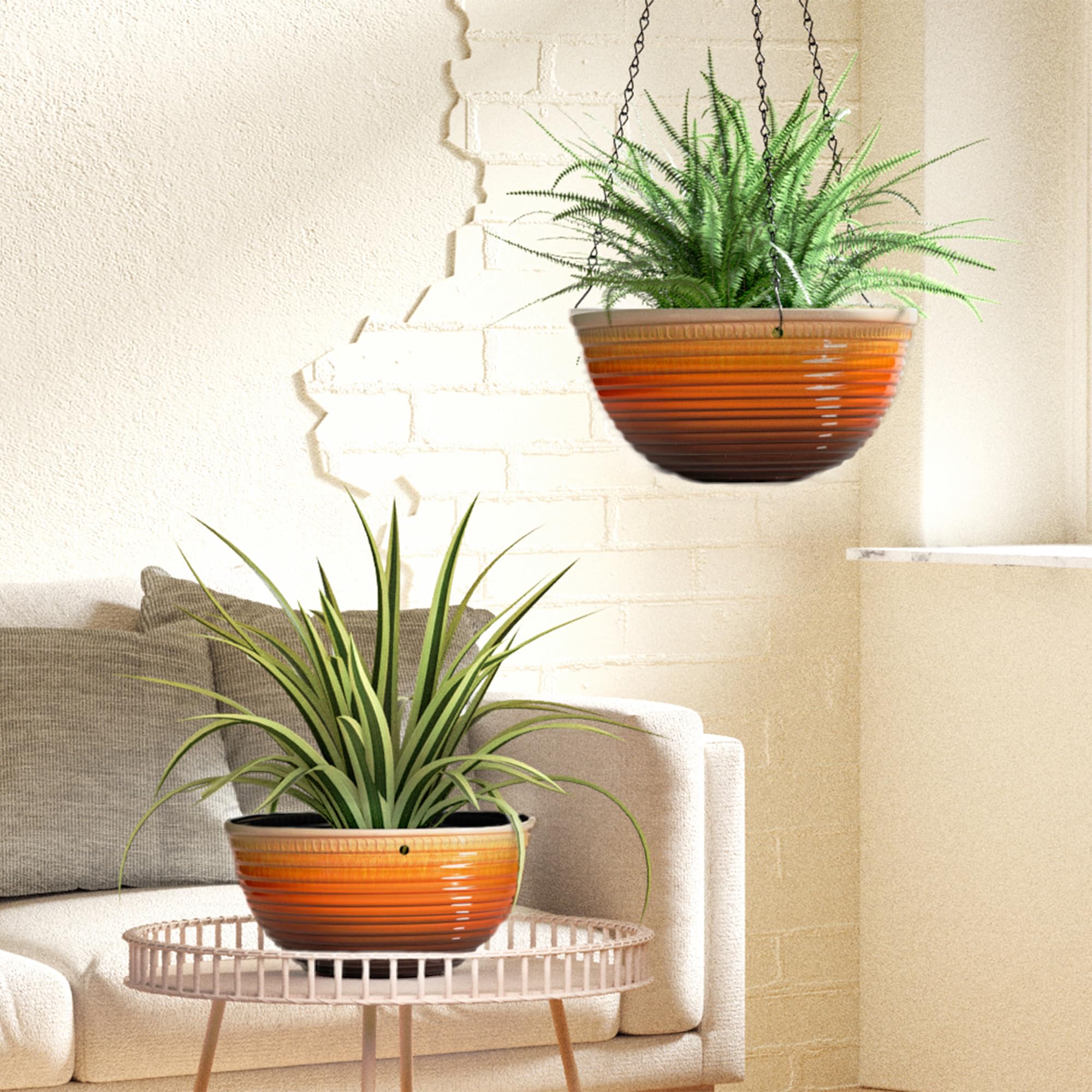 Vanslogreen hanging on balcony adding color and space-saving greenery