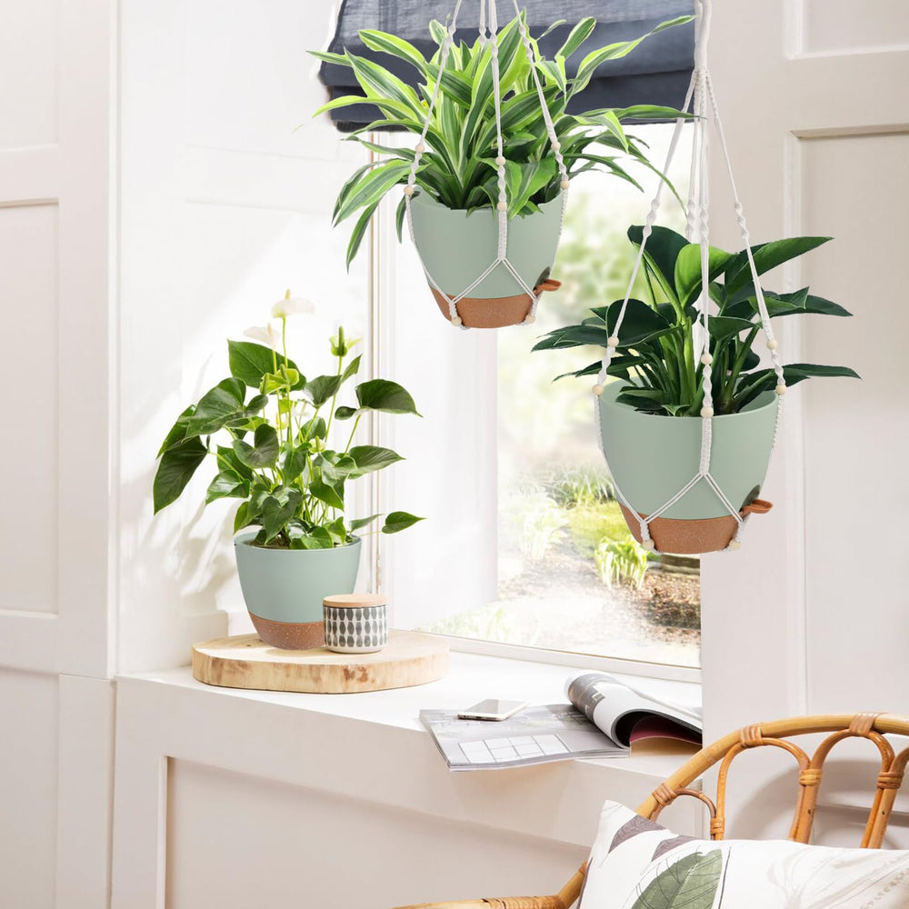 Vanslogreen planter hanging on porch showing outdoor suitability and visual charm
