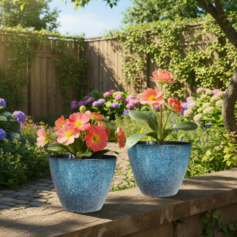 Vanslogreen porch display with multiple pots creating colorful outdoor decor