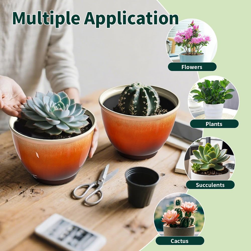 Vanslogreen hand holding an 8-inch pot to show size and easy portability advantage
