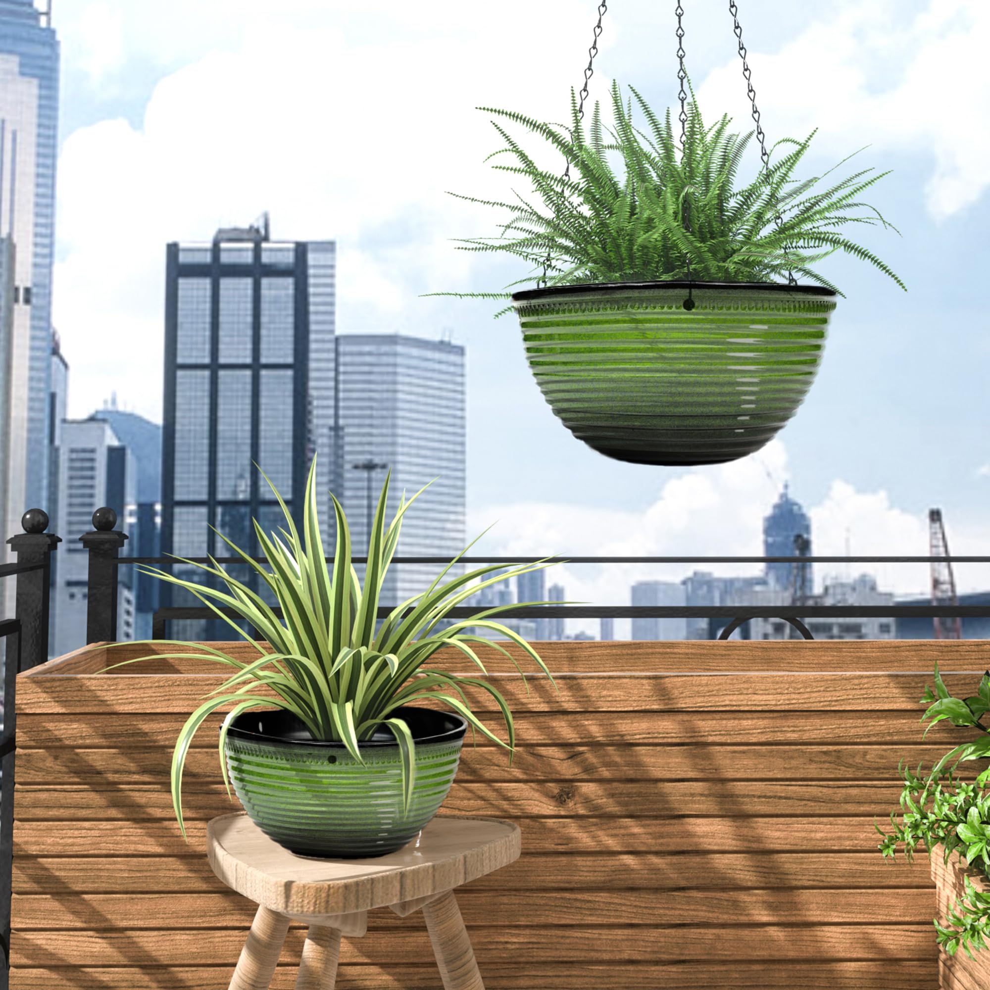Vanslogreen planter held in hand to show lightweight, easy-to-move scale