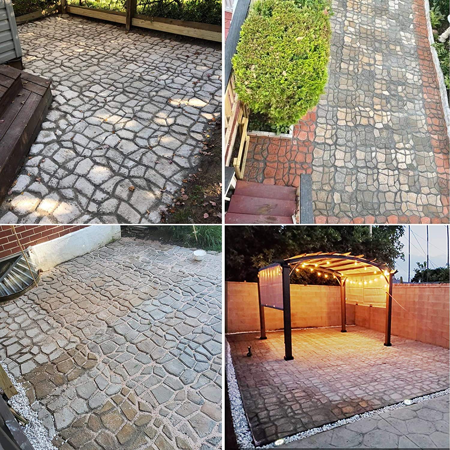 VanSmaGo mold with fresh concrete poured inside showing even fill for consistent stepping stones