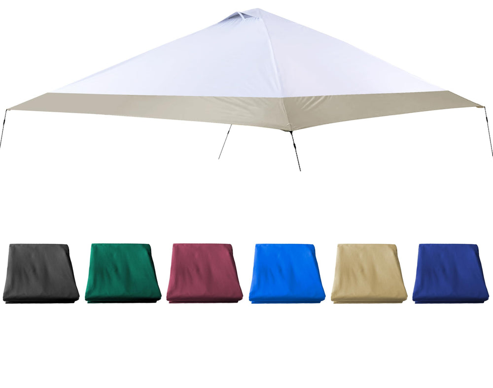 Vantco front view beige canopy showing full 13x13 coverage and improved shade