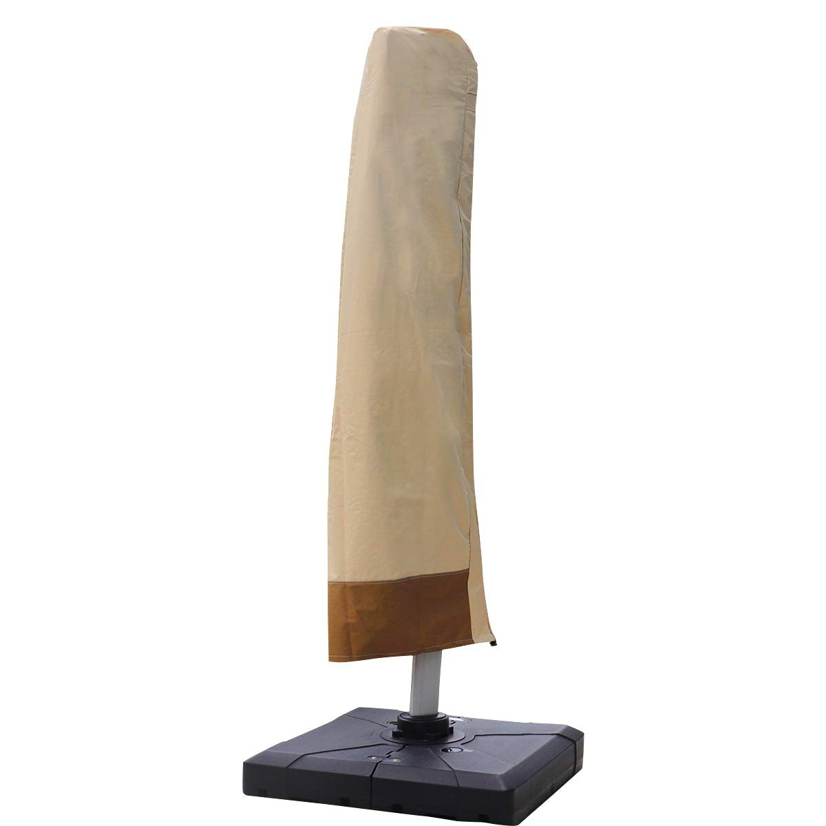 Vanteriam front view of covered cantilever umbrella showing full protection and clean look