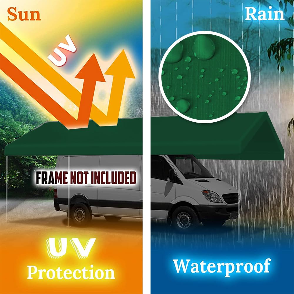 Vanteriam installed on a 10x20 frame side angle showing stable fit and shade benefit