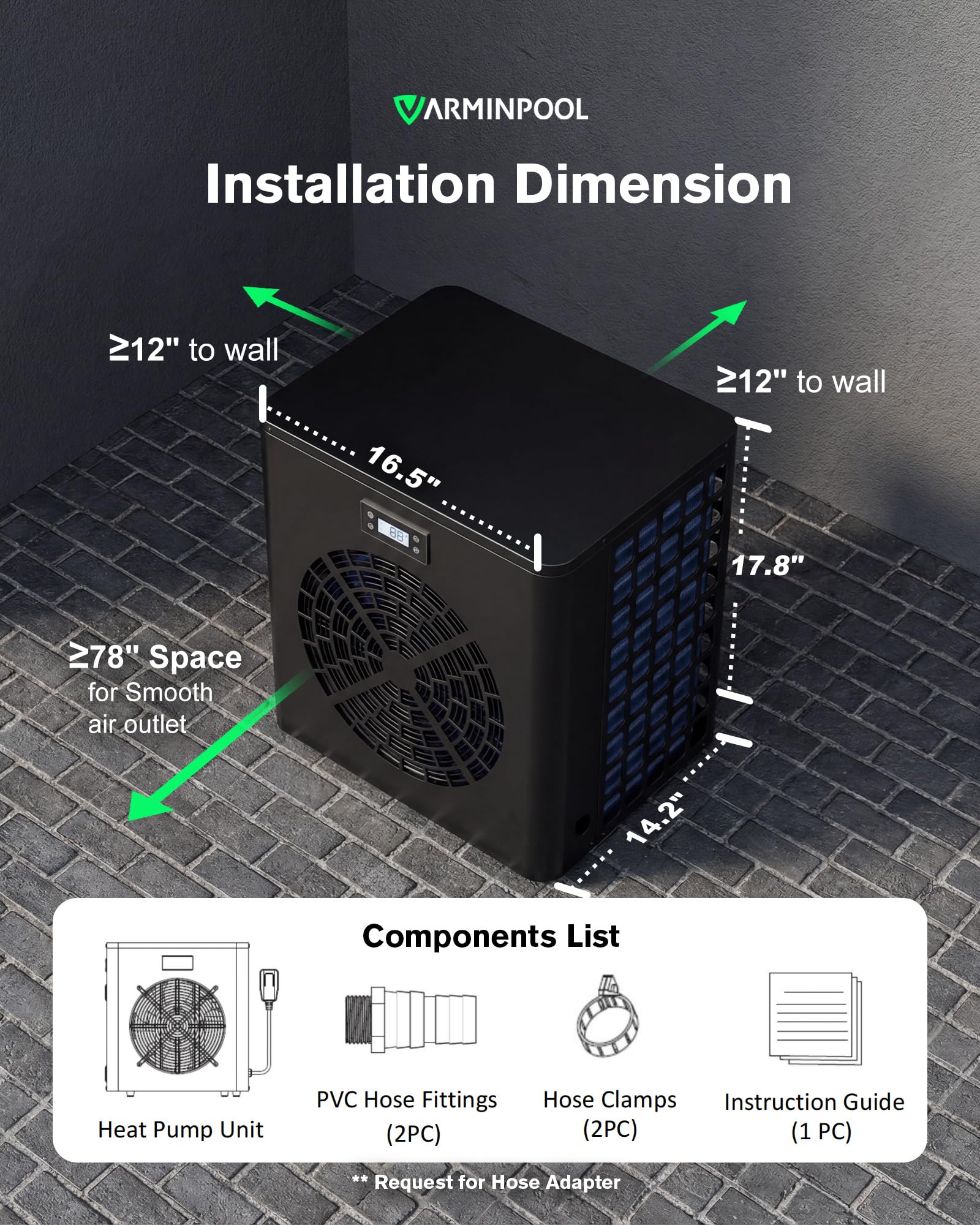 VARMINPOOL heater in backyard lifestyle scene enabling longer swim season