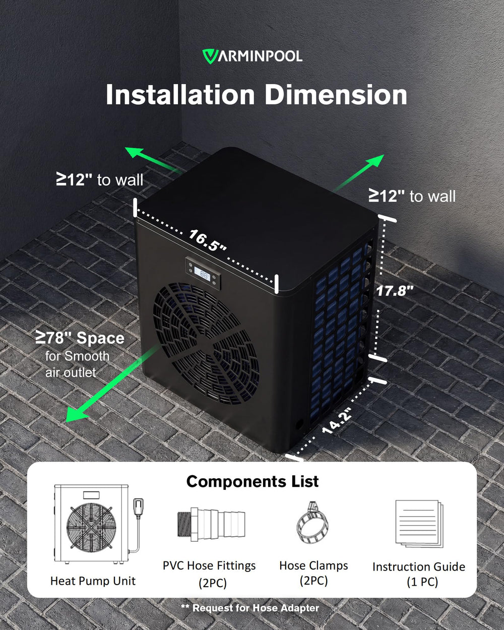 VARMINPOOL heater in backyard lifestyle scene enabling longer swim season