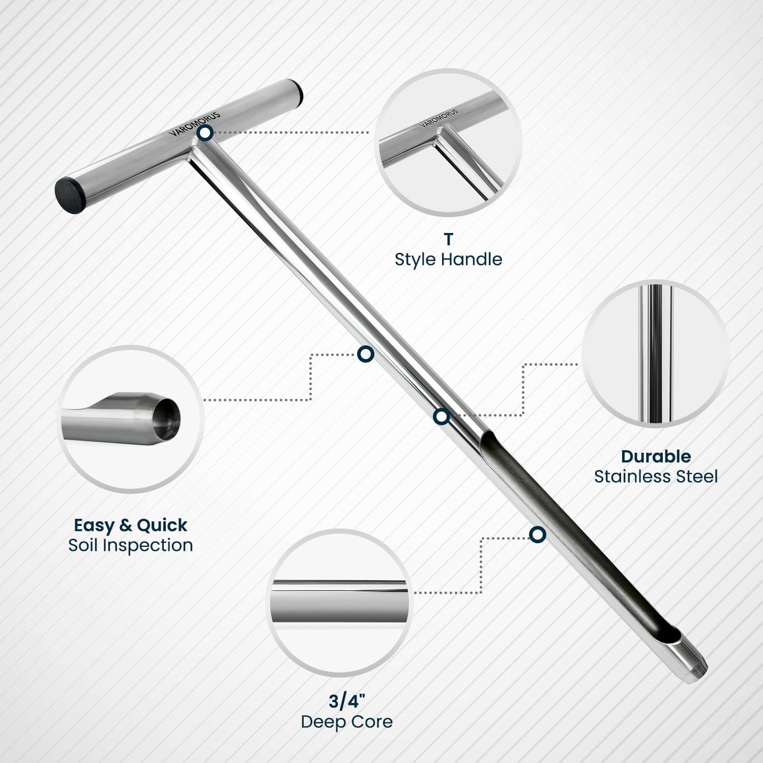 Varomorus T-style handle close-up showing grip for easier insertion and extraction